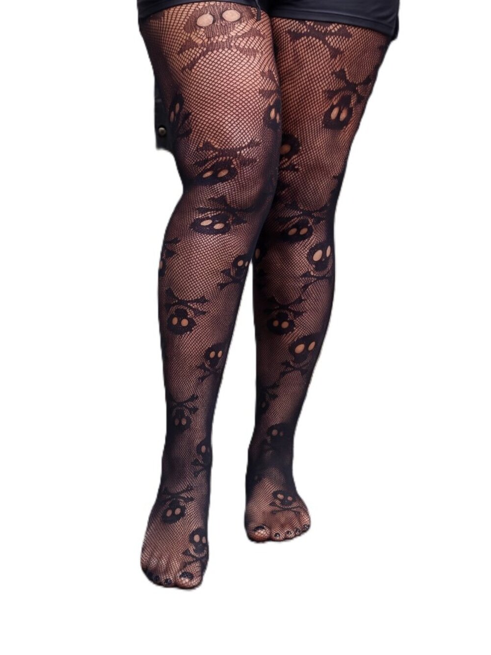 Pirate Skull Fishnet Tights Queen Plus Size Pantyhose Halloween Goth NWT